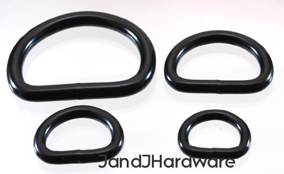 Heavy shiny black plated D rings for the leather and crafts trades