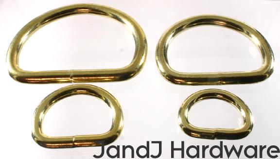 Heavy brass plated D rings for the leather and crafts trades